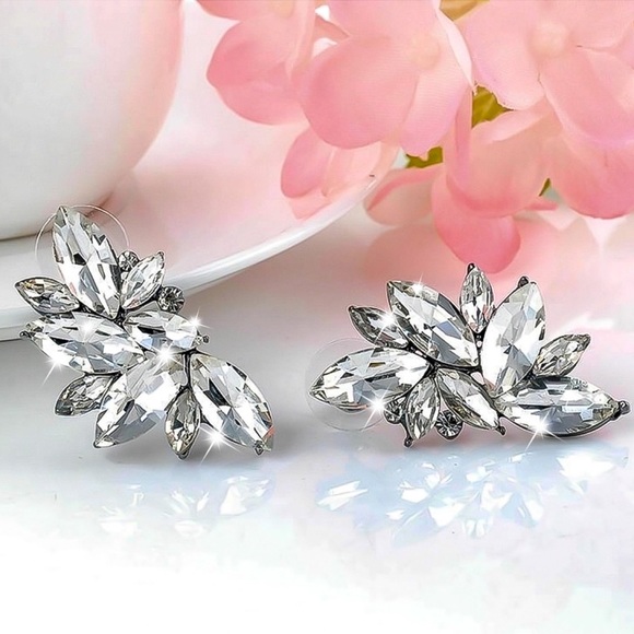 2/$20! Crystal Cluster Prom Bridal Stud Earrings - Picture 6 of 9